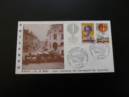 Lettre Illustrée Expo Les Moyens De Transport Du Courrier Gray 70 Haute Saone 1984 - Poste