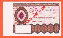 7214 / ⭐ ♥️ Cheque De Voyage 100 F SPECIMEN Sans VALEUR Outil Dictatique PTT Instruction Personnel POSTE - Ficción & Especímenes