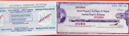 7247 / ⭐ ♥️  Rare Chèquier 4 Cheques Specimen Voyage Société Française 100F Travelers AMERICAN EXPRESS  - Ficción & Especímenes