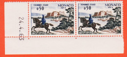 7294 / ⭐ Coin Daté 24.4.63 Paire Monaco 1960 Timbre-Taxe 0.50 Messager à Cheval XVIIe Yvert Y-T N° 61 LUXE MNH**  - Impuesto