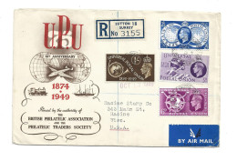 GREAT BRITAIN UNITED KINGDOM UK ENGLAND - 1949 FULL SET ON REGISITERED AIRMAIL COVER TO USA - Cartas & Documentos