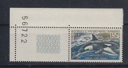 TAAF 1969 Definitive Orque/Orca 1v (corner) ** Mnh (60043B) - Unused Stamps