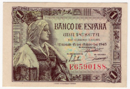 SPAIN,1 PESETA,1945,P.128,AU - 1-2 Pesetas