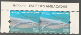 2021 Portugal Espèces Menacées Baleine Bleue Whale Species Danger Extinction Title Top Sheet Pair - 2021