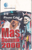 TARJETA DE DOMINICA DE $10 DE SENSAY COSTUMES - MAS DOMNIK 2000 - Dominique