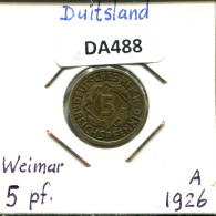 5 REICHSPFENNIG 1926 A ALLEMAGNE Pièce GERMANY #DA488.2.F.A - 5 Renten- & 5 Reichspfennig