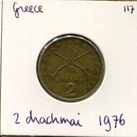 2 DRACHMES 1976 GREECE Coin #AK371.U.A - Greece