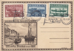 Österreich Nr. 639-641, DDSG Auf Karte Mit Stempel SCHIFFSPOST BUDAPEST 28.6. 1937 !!! - Covers & Documents