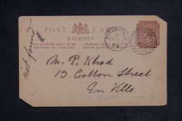 MAURICE - Entier Postal Avec Repiquage Commercial De Port Louis Pour Port Louis En 1884 - L 153067 - Mauritius (...-1967)