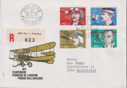 1977 Schweiz, FDC Flugpioniere: O.Bider, E.Spelterini, A.Dufaux, W.Mittelholzer, Zum:CH 5582-585, Mi:CH 1090-1093, - Eerste Vluchten