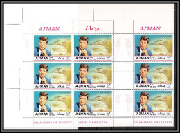 Ajman - 2910/ N°446 A Kennedy 1969 Brothers Non Dentelé Imperf Proof Epreuve Neuf ** MNH Perf Sheet Error Proof - Kennedy (John F.)