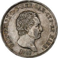 Royaume De Sardaigne, Carlo Felice, 5 Lire, 1829, Genoa, Argent, TTB+, KM:116 - Piemont-Sardinien-It. Savoyen