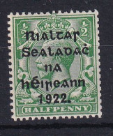 Ireland: 1922   KGV OVPT    SG47    ½d   [wider Setting]   MH - Neufs