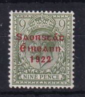 Ireland: 1922/23   KGV OVPT    SG61    9d    Olive-green  MH - Neufs