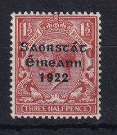 Ireland: 1922/23   KGV OVPT    SG54    1½d      MH - Ongebruikt