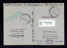 30e Expé - CP RECOMMANDEE Dumont D'Urville 21/12/1979 Pour La France MONTROND Acheminé A Nantes - Storia Postale