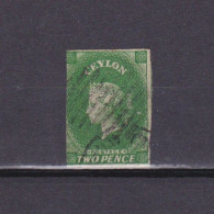 CEYLON 1857, SG# 3, CV £65, 2d Green, QV, Used - Ceylon (...-1947)