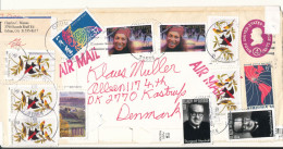 USA Postal Stationery Cover Uprated And Sent Air Mail To Denmark 28-4-2003 With A Lot Of Topic Stamps - 2001-10