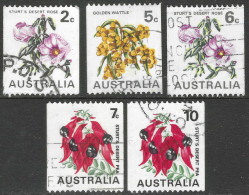 Australia. 1970-75 Coil Stamps. Flowers. 5 Used Values To 10c. SG 465a Etc M5142 - Usados