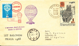 Czechoslovakia Cover Balloonpost PRAGA 68 9-5-1968 With Special PRAGA Balloon Seal Sent To Denmark - Lettres & Documents