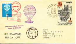 Czechoslovakia Cover Balloonpost PRAGA 68 9-5-1968 With Special PRAGA Balloon Seal Sent To Denmark - Brieven En Documenten