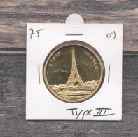 Médaille Souvenirs&Patrimoine : Tour Eiffel Et Bateau - Type 3 (couleur Or) - Andere & Zonder Classificatie