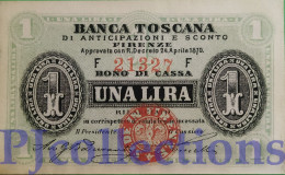 ITALIA - ITALY BANCA TOSCANA 1 LIRA 1870 PICK NL AUNC - Occupazione Alleata Seconda Guerra Mondiale