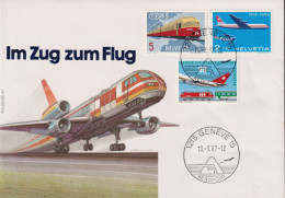 1987 Schweiz, Im Zug Zum Flug,ⵙ= 1215 GENÈVE 15 Aeroport, Zum:CH 465+746+385, Mi:CH 899+1338+747 - Cartas & Documentos