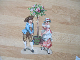 GRAND DECOUPI COUPLE ENFANT POT DE FLEURS - Autres & Non Classés