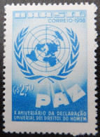 Brazil Brazilië 1958 (4) The 10th An. Of The Human Rights Declaration - Usados