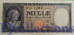 ITALIA - ITALY 1000 LIRE 1947 PICK 82 REPLACEMENT VF PREFIX "W107" RARE - 1.000 Lire