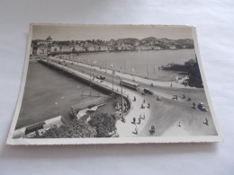 LUZERN  LUCERNE ( SUISSE  SWITZERLAND ) SEEBRUCKE PONT TRES ANIMEES  AUTOS BUS DRAPEAUX FLAMME 1953 - Lucerne