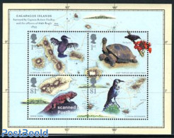 Great Britain 2009 Darwin, Galapagos Islands 4v M/s, Mint NH, Nature - Various - Birds - Flowers & Plants - Reptiles -.. - Unused Stamps