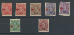 7 Essais Couleurs Pour Croix Rouge 1918. Roi Albert + 1c - Proofs & Reprints