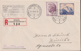 1946 Schweiz R-Brief, Schweizer Automobil-Postbureau, Jubiläumsausstellung Kirchberg, Zum:CH 275+F27, Mi:CH 469+387 - Premiers Vols