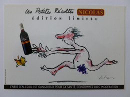 VIN - BOUTEILLE / Homme Nu Courant - Illustration DESCLOZEAUX - Carte Publicitaire Nicolas - Desclozeaux