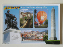 ANNONAY (07/Ardèche) - Montgolfières Au Sol, Statue Des Frères Montgolfier Et Vue Sur La Ville - Montgolfières