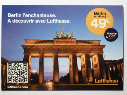 LUFTHANSA - Aviation / Compagnie Aérienne - BERLIN Depuis PARIS Et NICE / Avion - Porte Brandebourg - Carte Publicitaire - Other & Unclassified