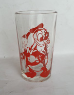 Rare VERRE ANCIEN 50's - 60's DISNEY DONALD Monochrome Rouge - Art De La Table