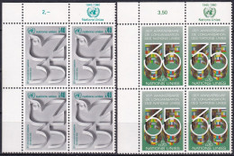 UNO GENF 1980 Mi-Nr. 92/93 Eckrand-Viererblocks ** MNH - Ungebraucht