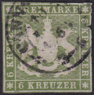 Wurttemberg 1861 Sc 26 Mi 18y Used Faulty Cannstadt Cancel Trimmed Perfs Damaged Corner - Afgestempeld