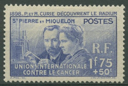 Saint-Pierre Et Miquelon 1938 Radium Marie Curie 169 Mit Falz, Haftstellen - Unused Stamps