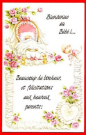 Carte Naissance Sincères Félicitations Bienvenue Au  Bébé !  Lit Fleurs Carte Vierge TBE - Geburt