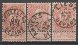 N° 57 - 3x Bruxelles Départ + Anvers + Liège Départ - 1893-1900 Fijne Baard