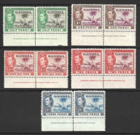 GAMBIA....KING GEORGE VI....(1936-52..)....5 IMPRINT PAIRS ......NH.... - Gambia (...-1964)