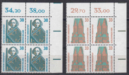 Bund BRD 1989 Mi.1398-1399 ** Sehenswürdigkeiten Eckrand 4er Block OR   (65308 - Autres & Non Classés