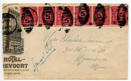 United States 1918 Special Delivery Cover; Chicago IL Hotel; Scott 492 - 2c. Washington - Coil Strip Of 6, Joint Line Pr - Lettres & Documents