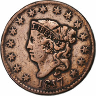 États-Unis, Cent, Coronet Cent, 1817, U.S. Mint, Cuivre, TB+, KM:45 - 1816-1839: Coronet Head (Testa Coronata