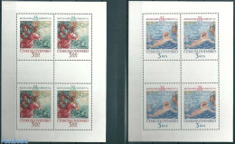 Czechoslovkia 1975 Bratislava 2 M/ss, Mint NH, Sport - Swimming - Art - Paintings - Other & Unclassified