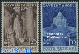 Vatican 1951 Maria In Heaven 2v, Mint NH, Religion - Churches, Temples, Mosques, Synagogues - Religion - Neufs